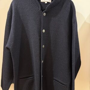 Women navy blue cardigan 100% wool